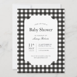 クラシック白黒ジンガム格子板 招待状