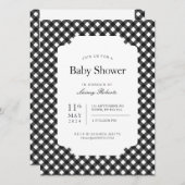クラシック白黒ジンガム格子板 招待状 (正面/裏面)