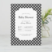 クラシック白黒ジンガム格子板 招待状 (スタンド正面)