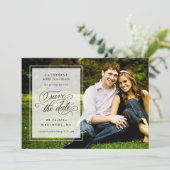 クラシック白黒スクリプエレガントト結婚の セーブザデート (スタンド正面)