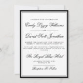 クラシック白黒スクリプエレガントトQR写真 招待状 (正面)