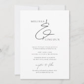 クラシック白黒スクリプスタイリッシュト結婚の 招待状 (正面)