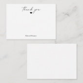 クラシック白黒スクリプトハートありがとう ノートカード (正面/裏面)