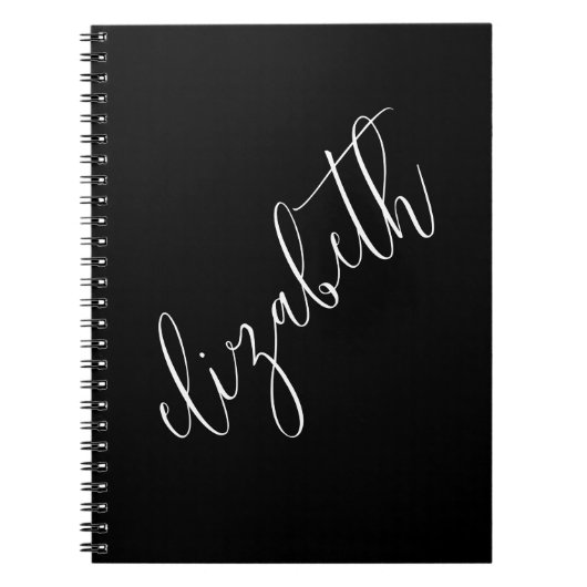 クラシック白黒スクリプトフォントシンプルエレガント ノートブック (正面)
