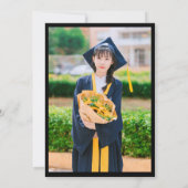 クラシック白黒スクリプト卒業写真 招待状 (裏面)