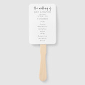 クラシック白黒スクリプト結婚式 プログラム ハンドファン (正面)