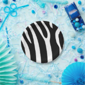 クラシック白黒ゼブラストライププリント ペーパープレート (パーティー)