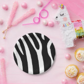 クラシック白黒ゼブラストライププリント ペーパープレート (パーティー)