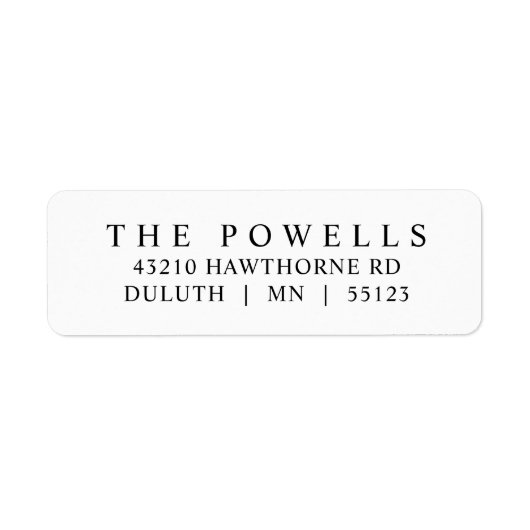 クラシック白黒タイポグラフィ差出人住所 ラベル (正面)