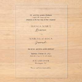 クラシック白黒タイムレス結婚ズ アクリル招待状