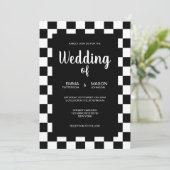 クラシック白黒タイル枠 招待状 (スタンド正面)