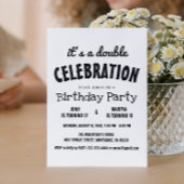 クラシック白黒ダブルバースデーパーティー 招待状