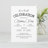 クラシック白黒ダブルバースデーパーティー 招待状 (スタンド正面)