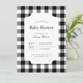 クラシック白黒チェッカーボードプレイドシャワー 招待状 (スタンド正面)