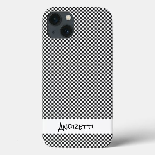 クラシック白黒チェックイニシャル名レーシング Case-Mate iPhoneケース (裏面)