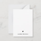 クラシック白黒ハートと名前 ノートカード (正面)