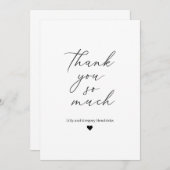 クラシック白黒ハート結婚サンキューカード サンキューカード (正面/裏面)