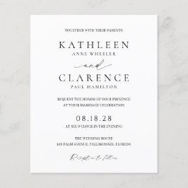 クラシック白黒バジェット結婚式の招待