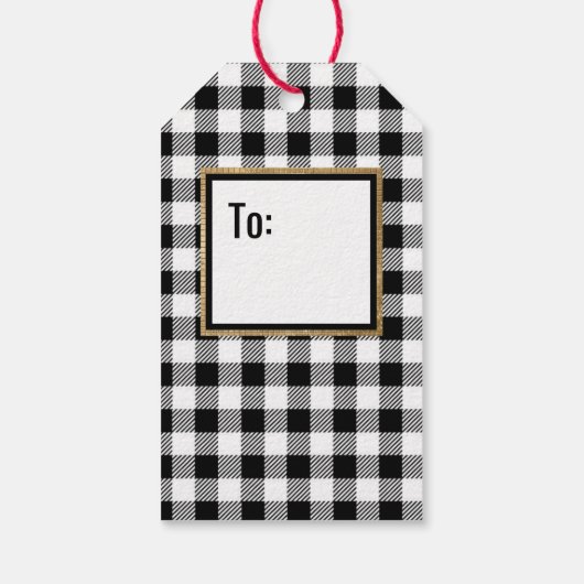 クラシック白黒バッファローチェック ギフトタグ (裏面)