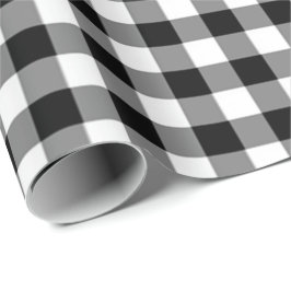 クラシック白黒バッファロー格子柄 ラッピングペーパー