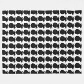 クラシック白黒パイナップルパターン フリースブランケット (正面(横))