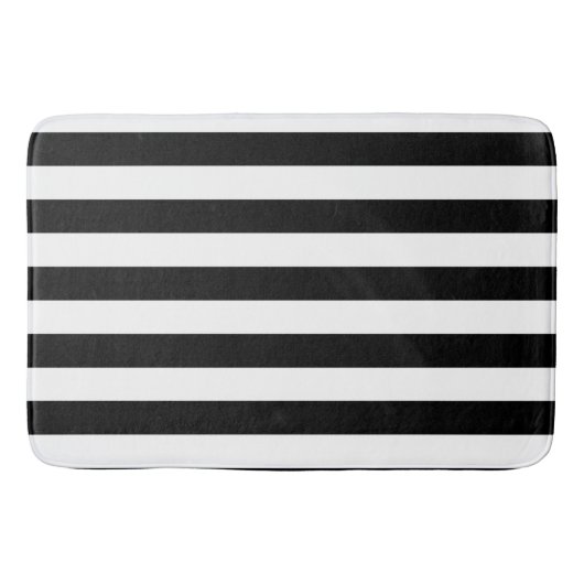 クラシック白黒パタストライプのーン バスマット (正面)