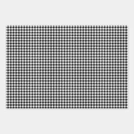 クラシック白黒パタ千鳥格子のーン ラッピングペーパーシート