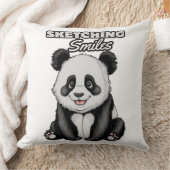 クラシック白黒パンダアートイラストレーション クッション (ブランケット)