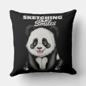 クラシック白黒パンダアートイラストレーション クッション (裏面)