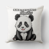 クラシック白黒パンダアートイラストレーション クッション (正面)
