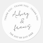 クラシック白黒パーソナライズされた名結婚の ラウンドシール (正面)