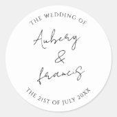 クラシック白黒パーソナライズされた名結婚の ラウンドシール (正面)