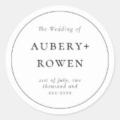 クラシック白黒パーソナライズされた名結婚の ラウンドシール (正面)