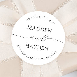 クラシック白黒パーソナライズされた名結婚の ラウンドシール