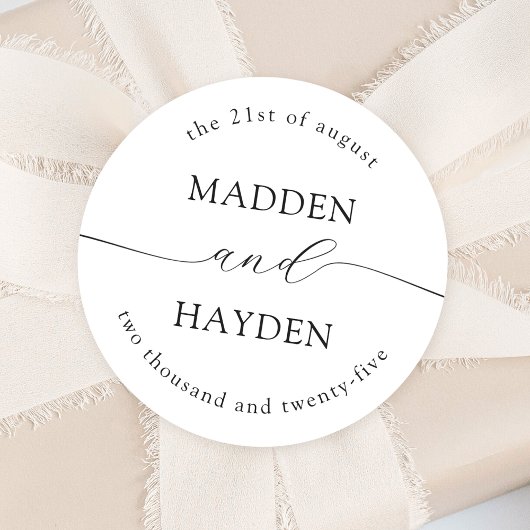 クラシック白黒パーソナライズされた名結婚の ラウンドシール