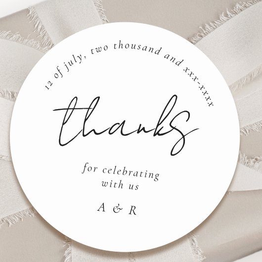 クラシック白黒パーソナライズされた名結婚の ラウンドシール