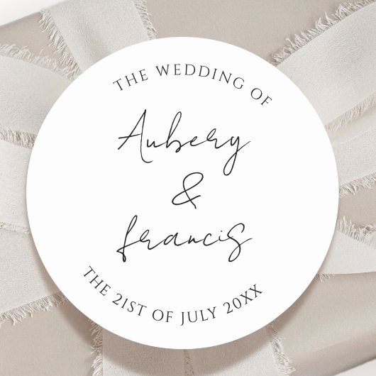 クラシック白黒パーソナライズされた名結婚の ラウンドシール