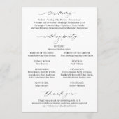 クラシック白黒フォトエレガントな結婚式 プログラム (裏面)