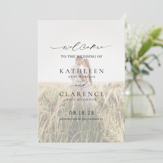 クラシック白黒フォトエレガントな結婚式 プログラム (スタンド正面)