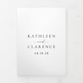 クラシック白黒フォトエレガントな結婚式 三つ折り招待状