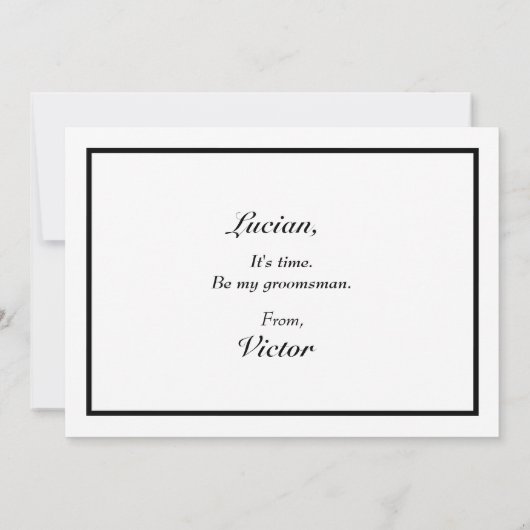 クラシック白黒フォーマル花婿介添人提案カード 招待状 (裏面)