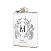 クラシック白黒フローラクレストモノグラム フラスク (左)