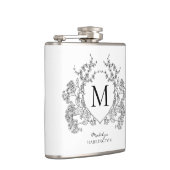クラシック白黒フローラクレストモノグラム フラスク (右)