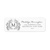 クラシック白黒フローラクレストモノグラム ラベル (正面)