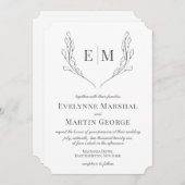 クラシック白黒フローラ結婚ズ 招待状 (正面/裏面)