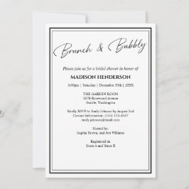 クラシック白黒ブライダルシャワーブランチ 招待状