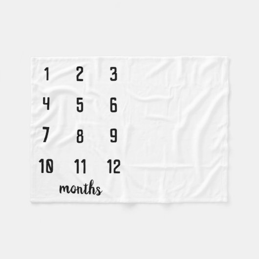 クラシック白黒ベビーマイルストーンベビーブランケット フリースブランケット (正面(横))
