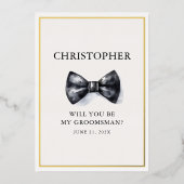 クラシック白黒ボウタイグロムスマン 箔招待状 (正面)