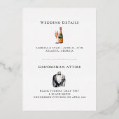 クラシック白黒ボウタイグロムスマン 箔招待状 (裏面)