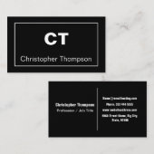 クラシック白黒ミニマシンプルリストイニシャル 名刺 (正面/裏面)